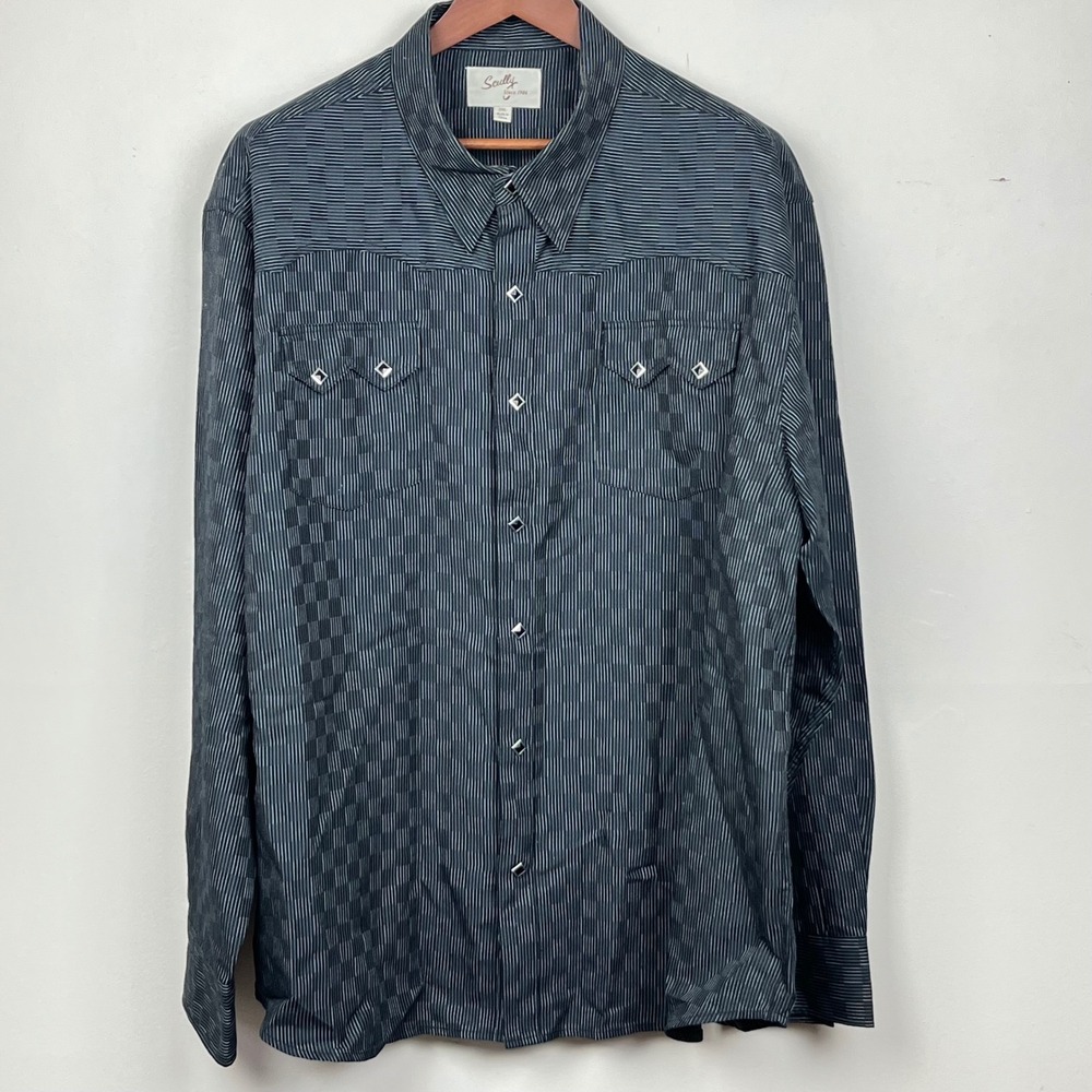 Scully Western Snap Shirt 2XL Black Pinstripe Western Americana Rockabilly